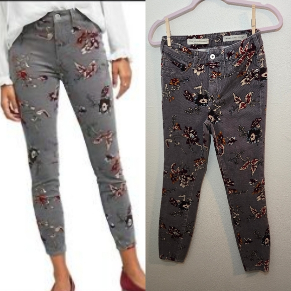 Pilcro Corduroy Floral Pants Size 27 - Picture 1 of 12